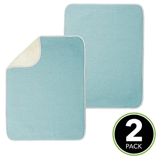 mDesign Abtropfmatte 2er-Set 61x45,7 cm aquablau/beige