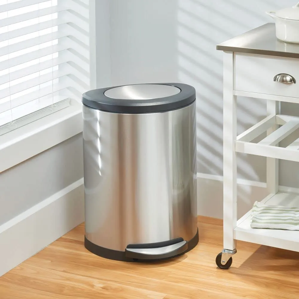 mDesign Tretmülleimer Edelstahl 45 Liter mattsilber