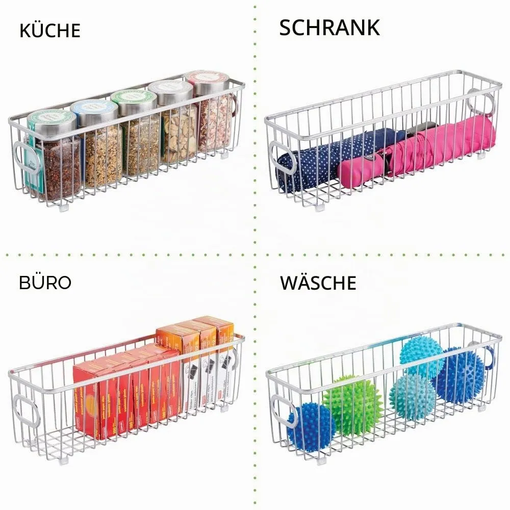 M Design Aufbewahrungskorb Metall 8er-Set silber rostfrei
