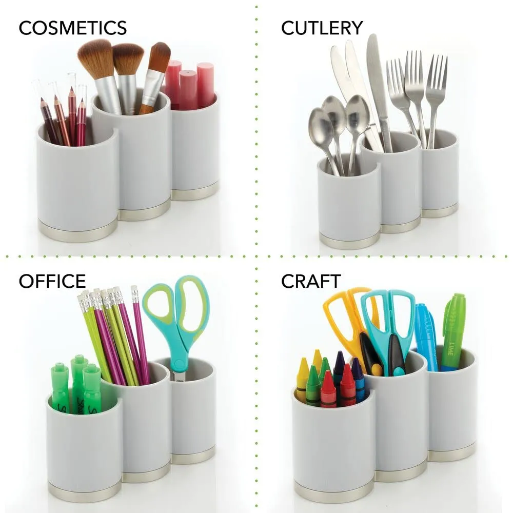 mDesign Make-up-Organizer Kunststoff 3 Fächer Hellgrau