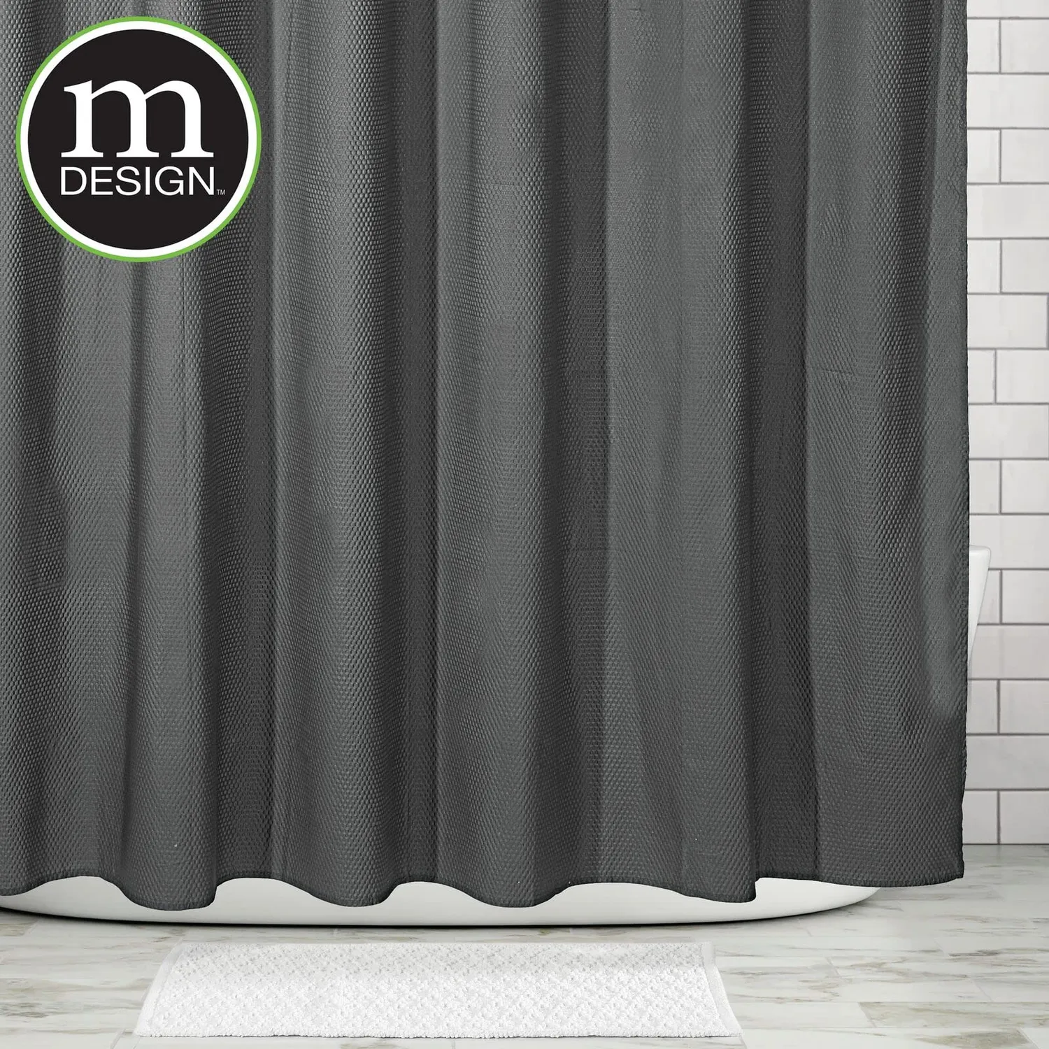 mDesign Waffel Duschvorhang 183x183 cm dunkelgrau