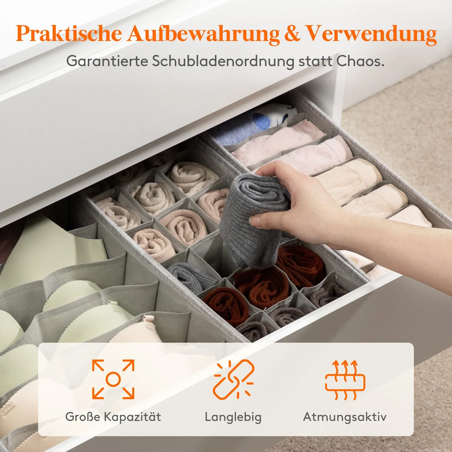 Lifewit HEMNES Organizer 8er Set Stoff grau