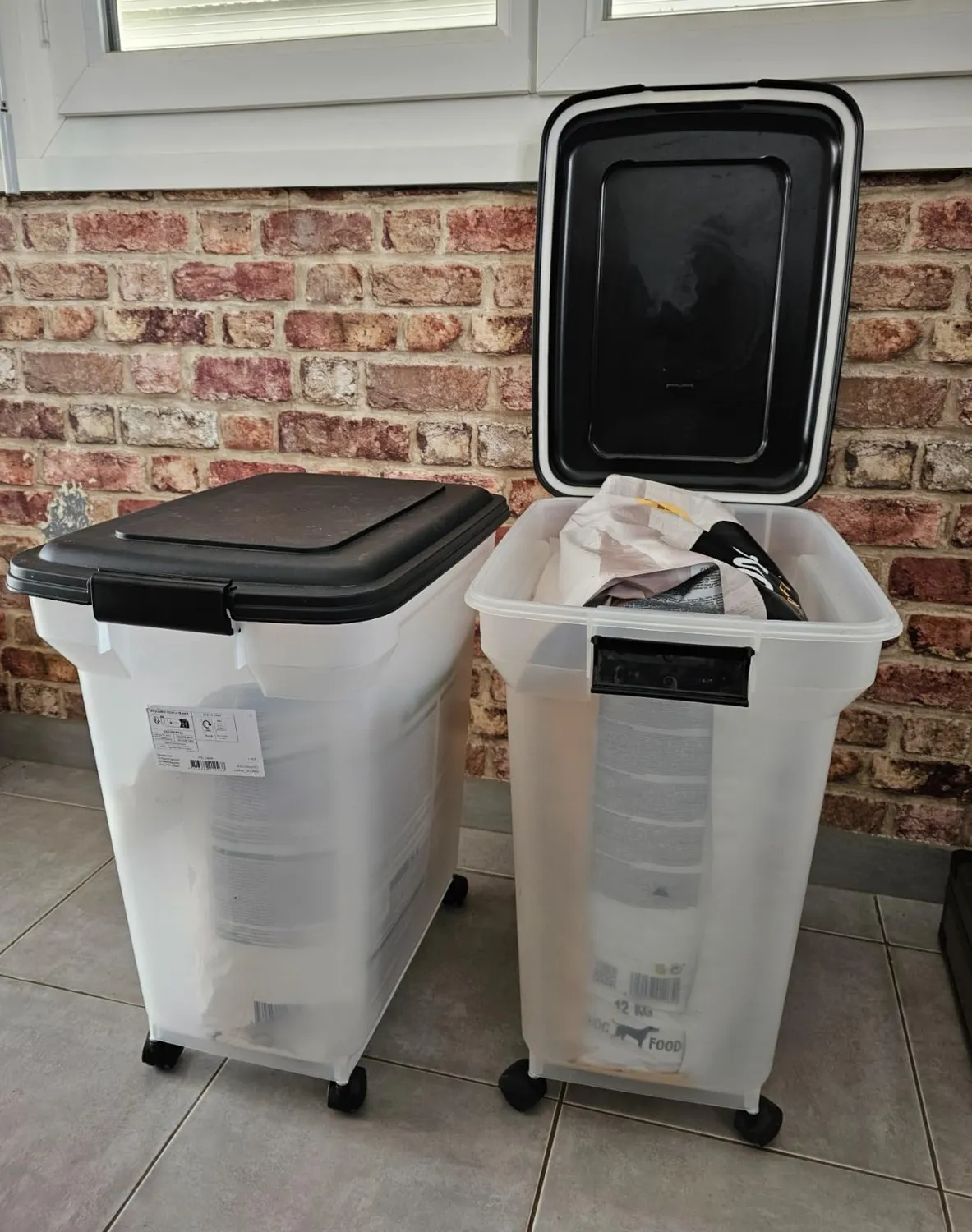 Iris Ohyama ATS-C Futterbox Weiß 45L+20L luftdicht mit Rollen