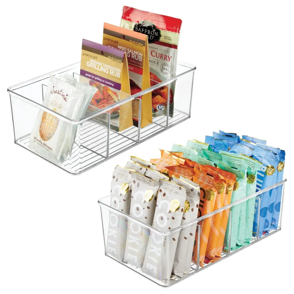 mDesign Aufbewahrungsbox 4 Fächer 2er-Set transparent