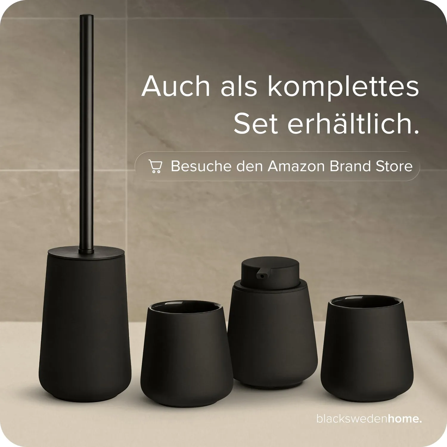 blackswedenhome Silikon-Toilettenbürste schwarz 2er Set matt