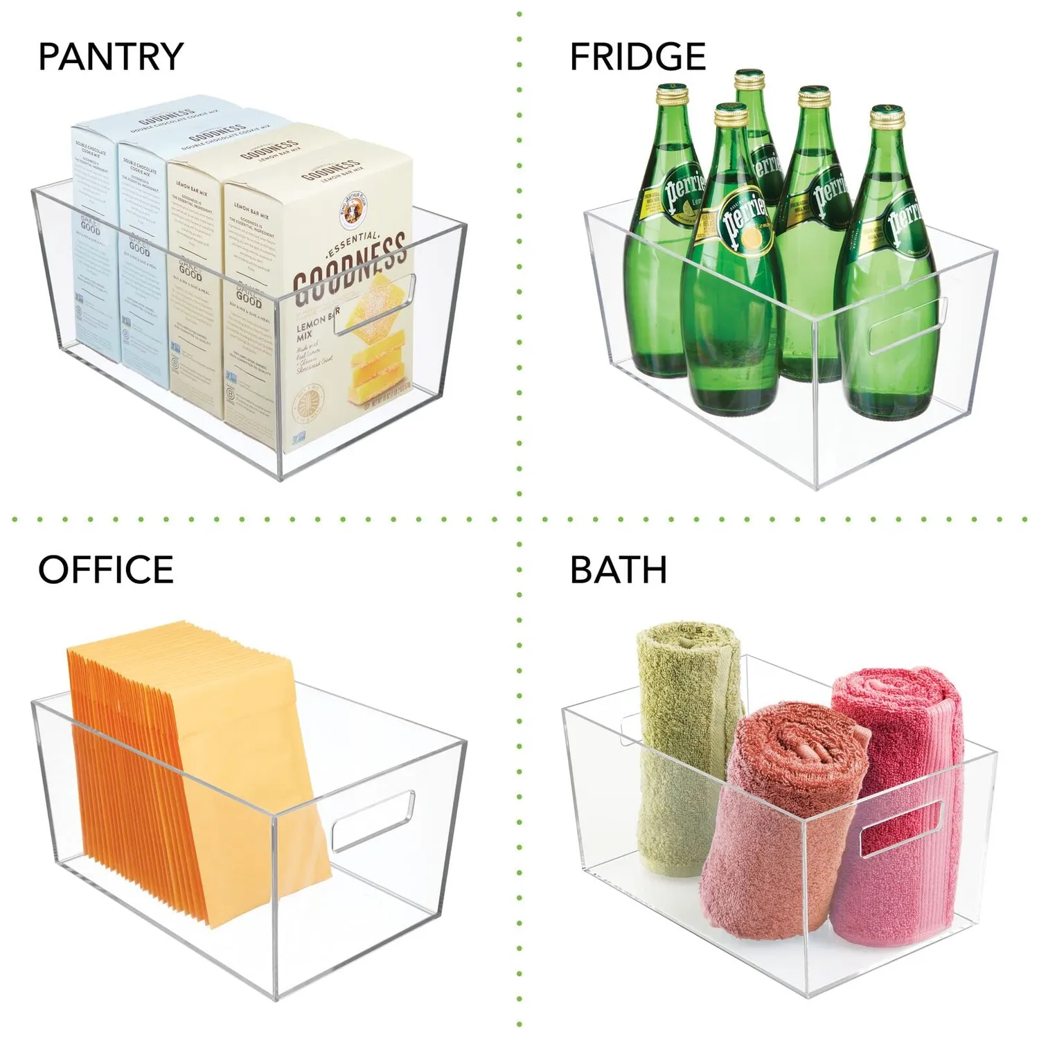 mDesign Sortierbox transparent 2er-Set mit Griffen lang