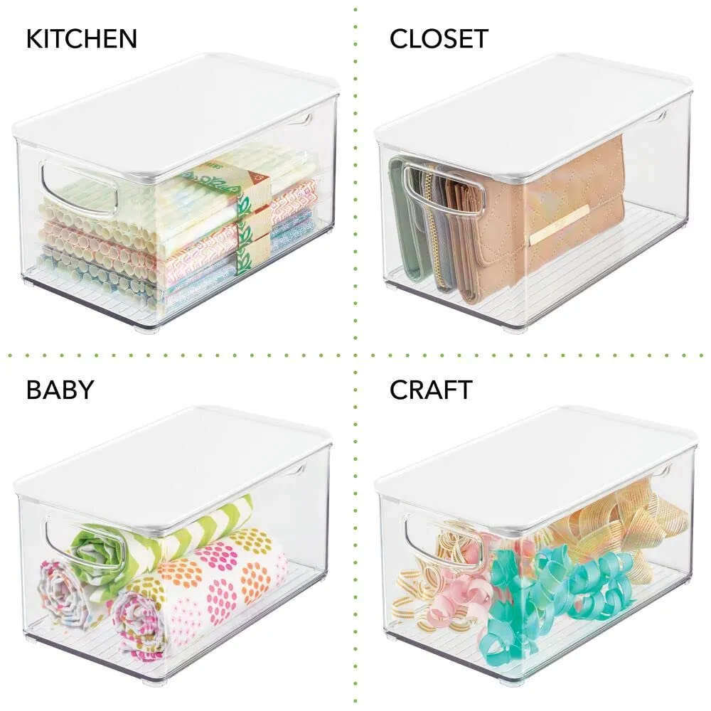 mDesign Aufbewahrungsbox 2er-Set transparent weiß mit Deckel