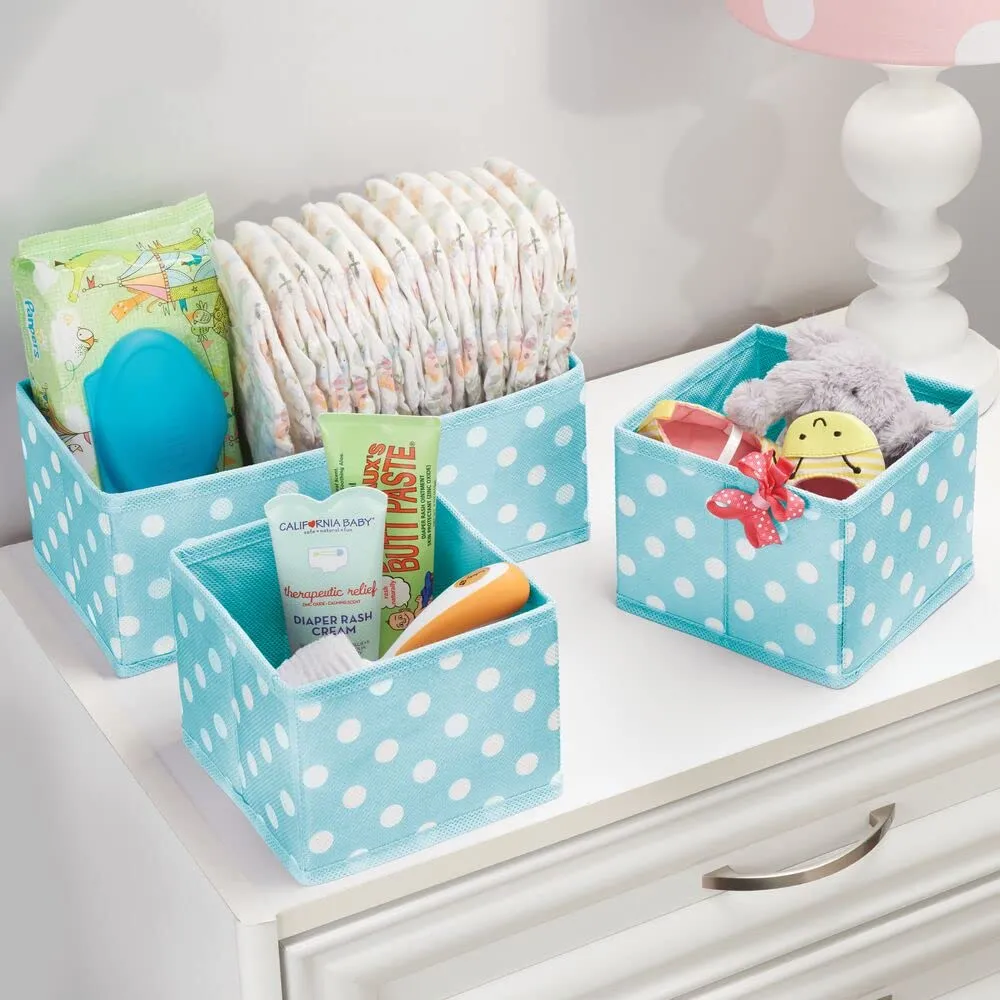 mDesign Aufbewahrungsbox Stoff 6er-Set türkis mit Punkten