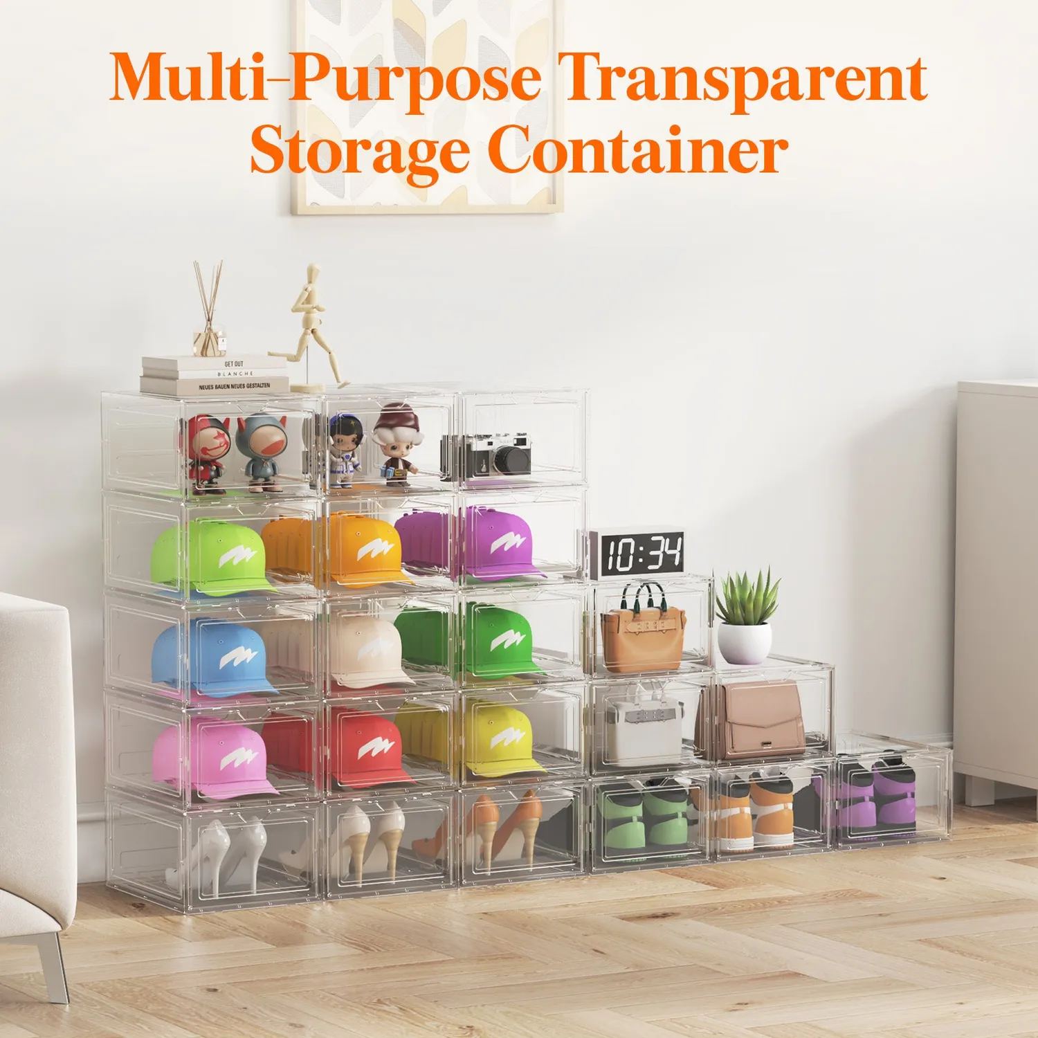 Lifewit Cap Box Kappenbox 6er transparent stapelbar
