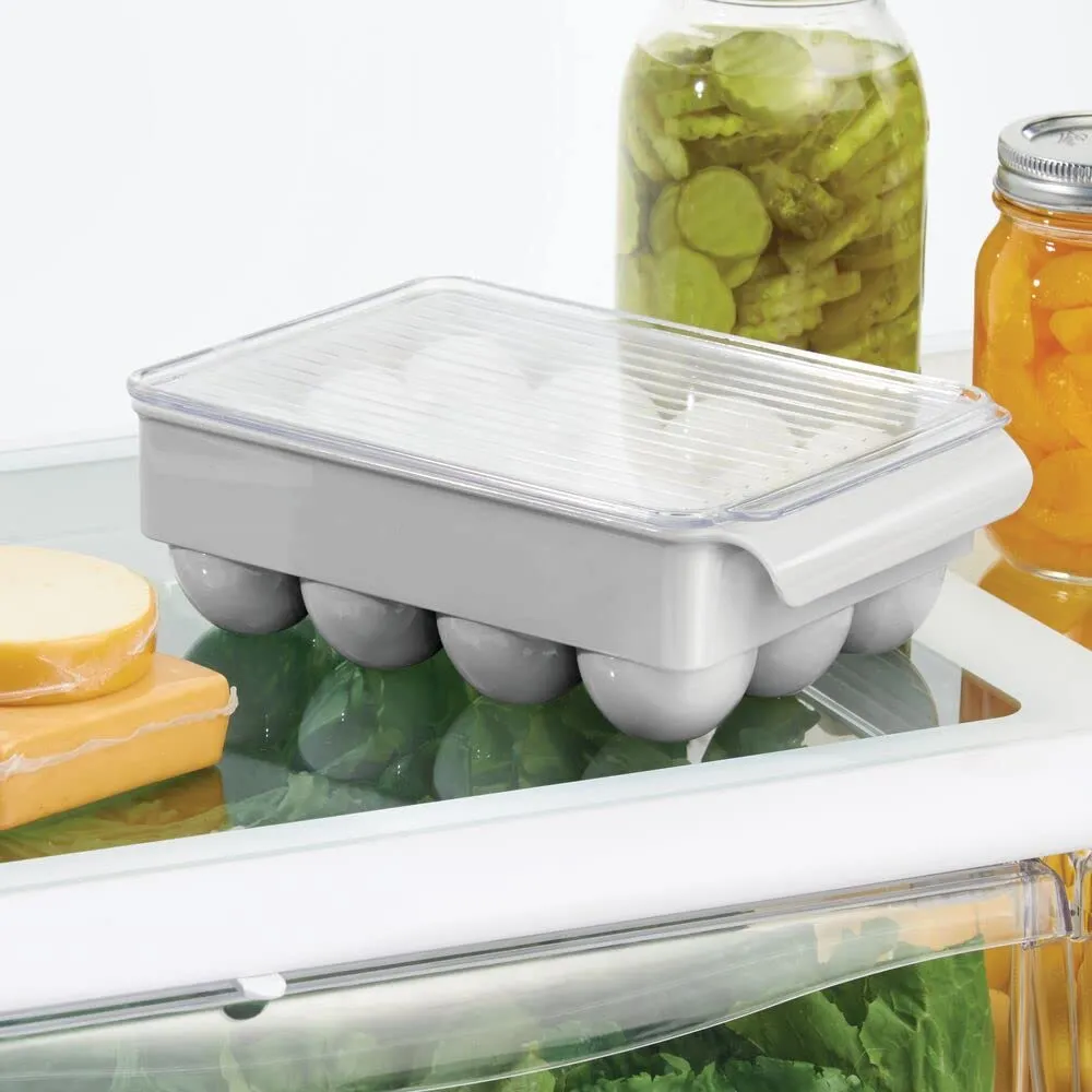 mDesign Eierbehälter 12 Eier Box grau transparent 2er Set stapelbar