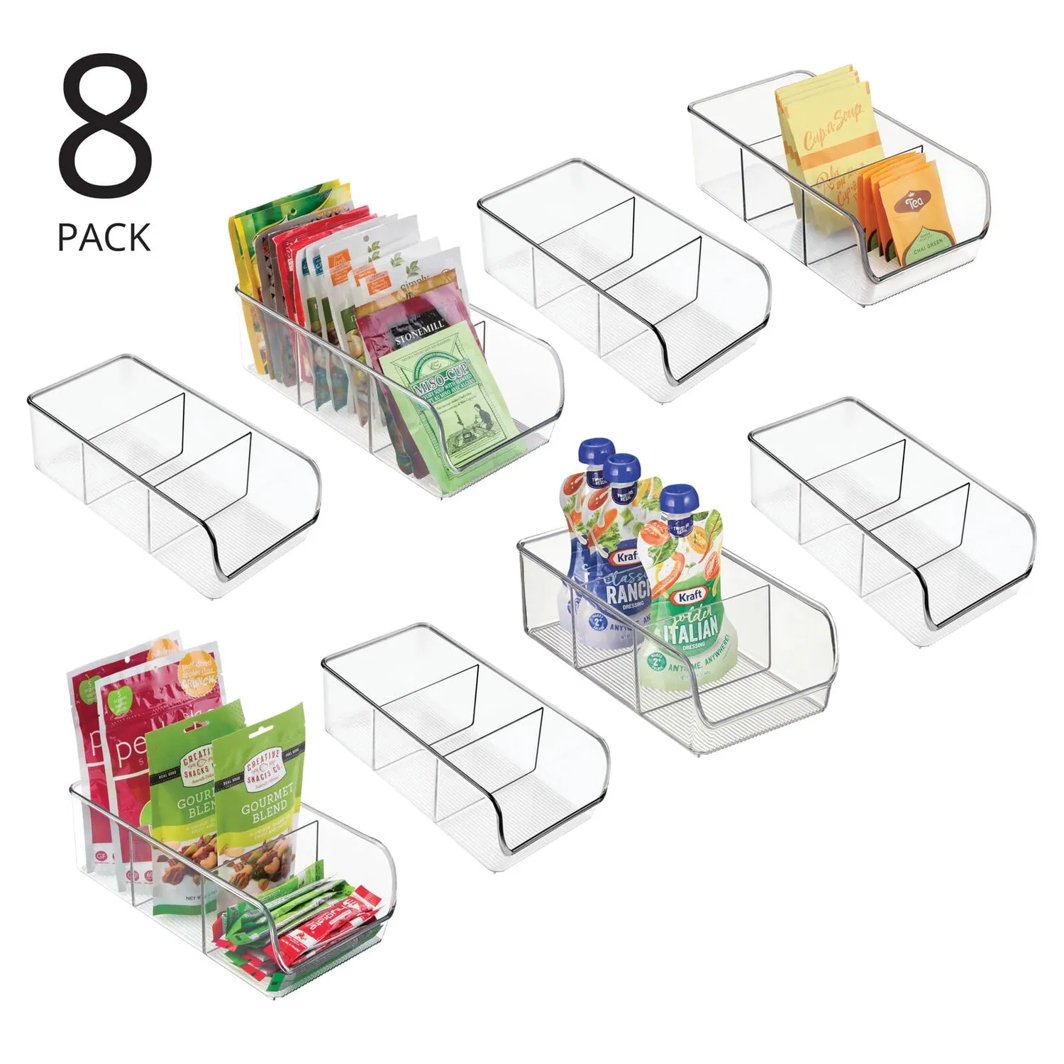 mDesign Küchen Organizer Aufbewahrungsbox 8er-Set transparent