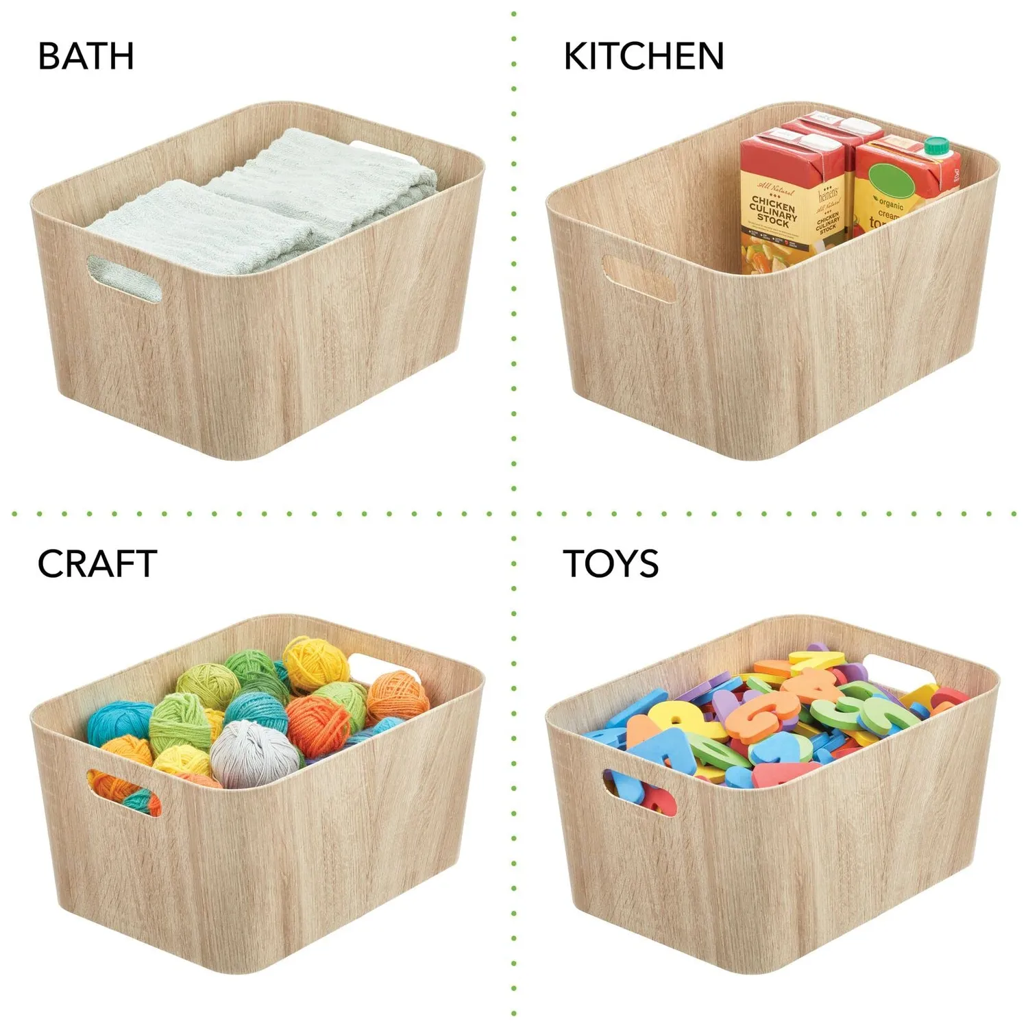 M Design Aufbewahrungsbox Karton 2er-Set weiß mit Griffen