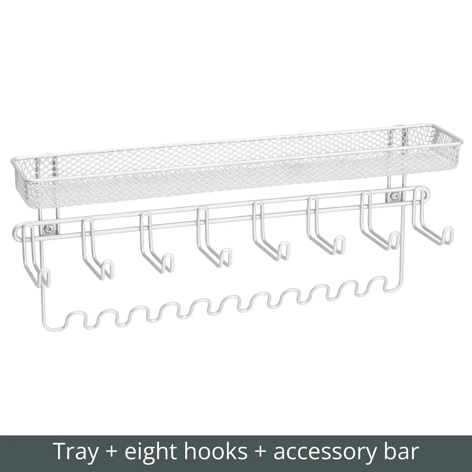 mDesign Schmuck Organizer Wandgarderobe weiß 19 Haken Ablage