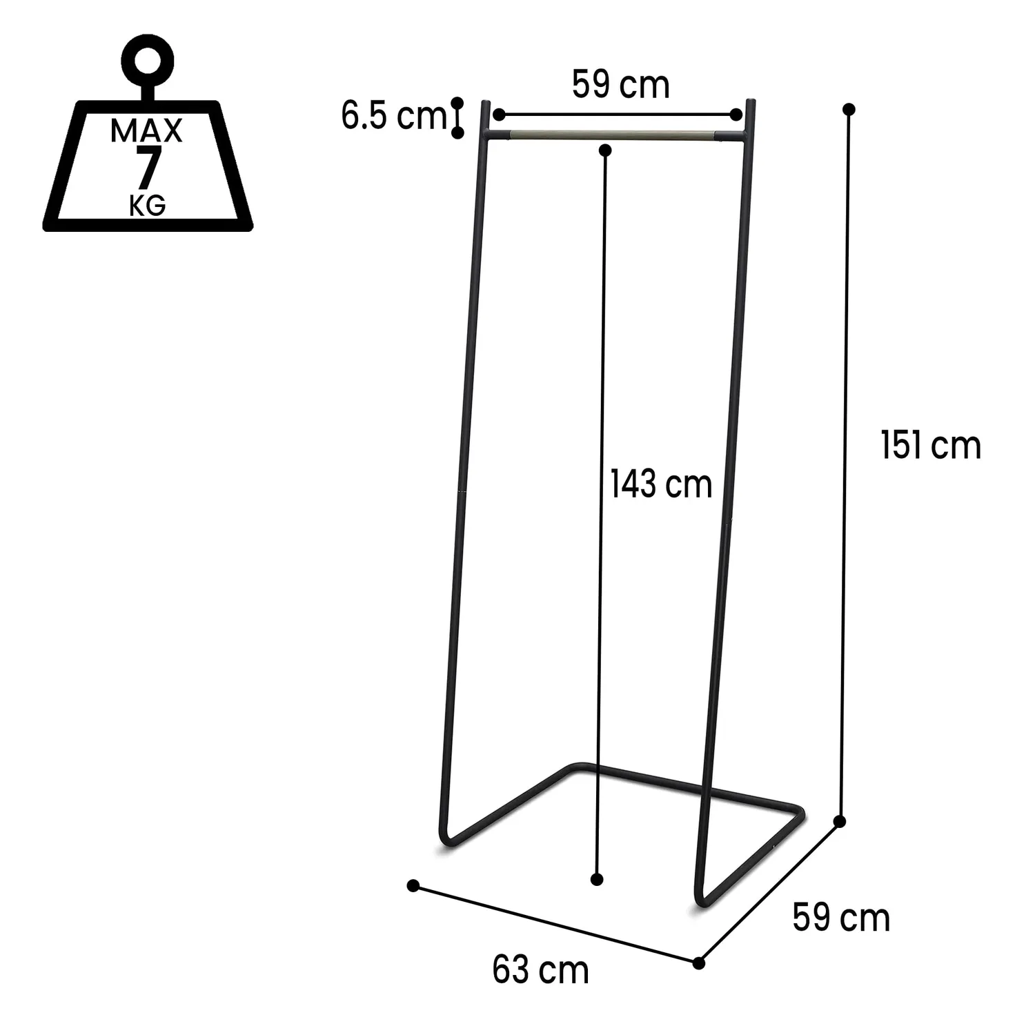 Iris Ohyama PI-B150 Kleiderständer schwarz Metall 7kg