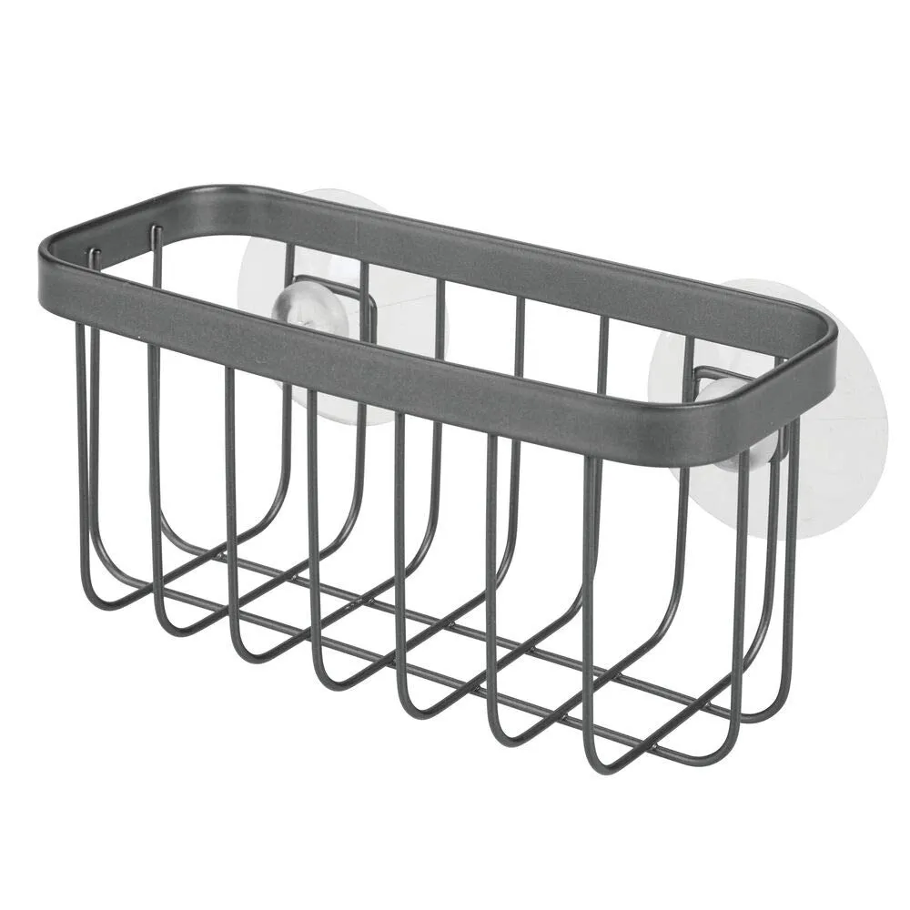 mDesign Drahtkorb Schwammhalter Grau mit Saugnäpfen
