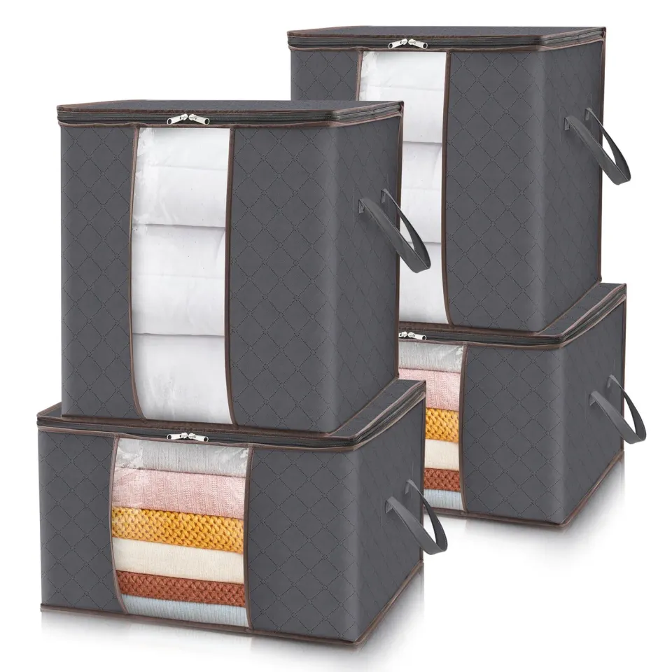 Lifewit Aufbewahrungstasche 90L 4er-Set Grau mit Sichtfenster
