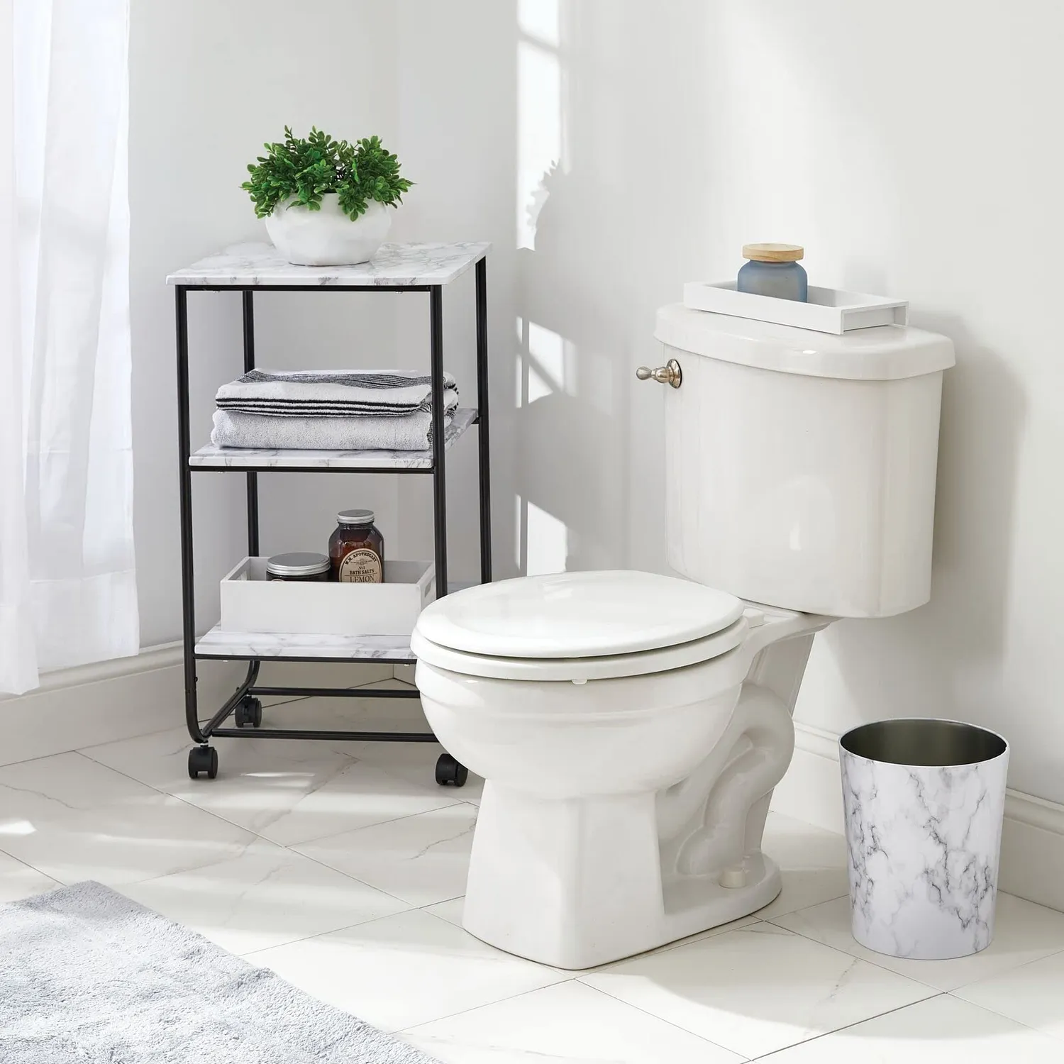 mDesign Kosmetiktablett Bambus weiß schmal