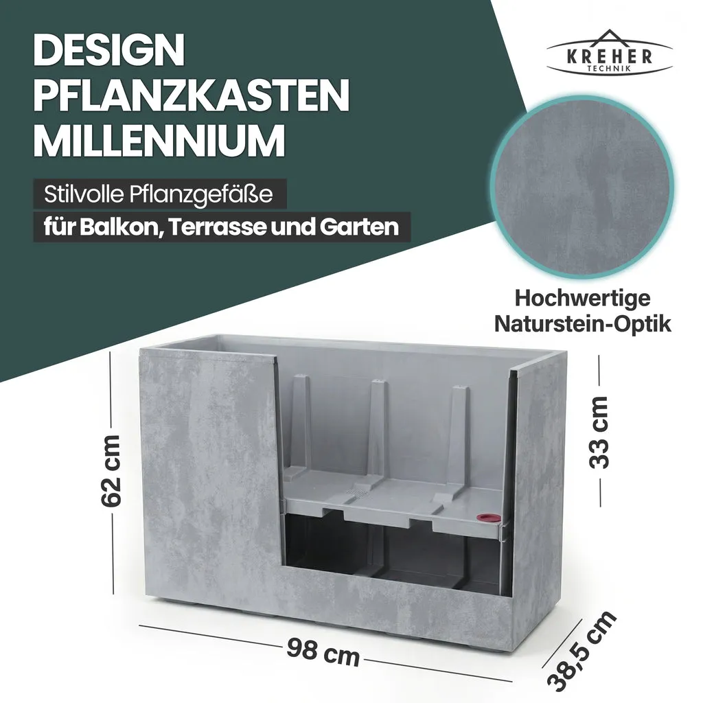 Kreher Millennium Fence Pflanzkasten Grau 93L 3er Set