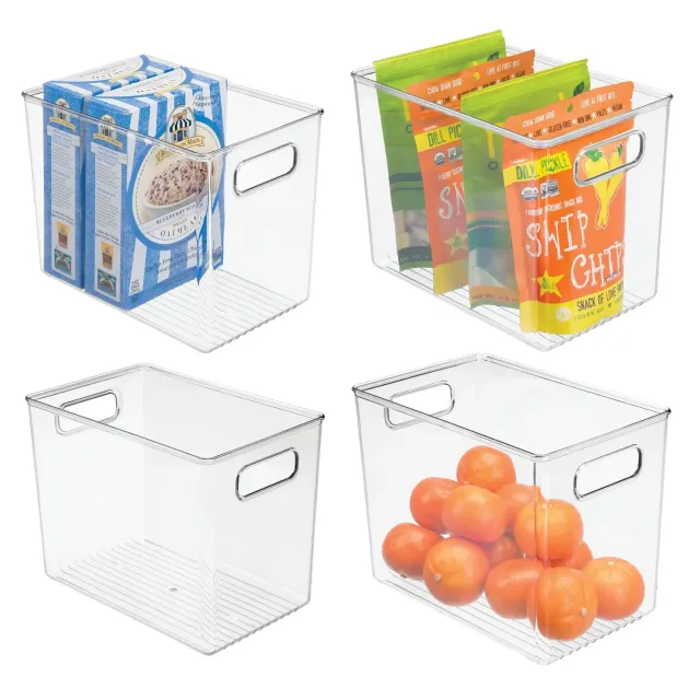 mDesign Aufbewahrungsbox Griff 4er-Set transparent hoch