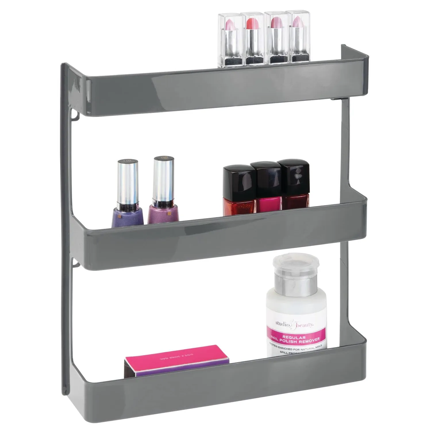 mDesign Medikamenten-Organizer Wandregal 2er-Set dunkelgrau