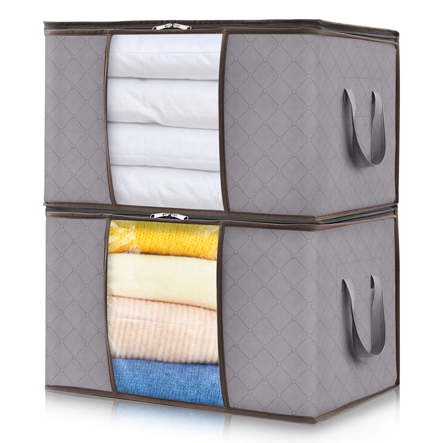 Lifewit Aufbewahrungsbox 105L Stoffbox 4er Hellgrau mit Deckel