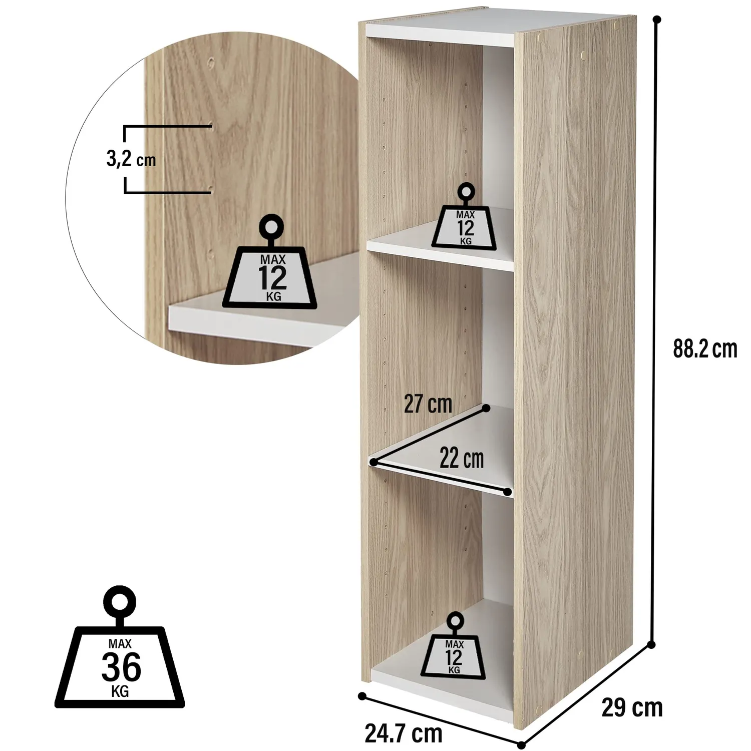 Iris Ohyama UB-9025 Regal 3 Ebenen hellbraun Holz