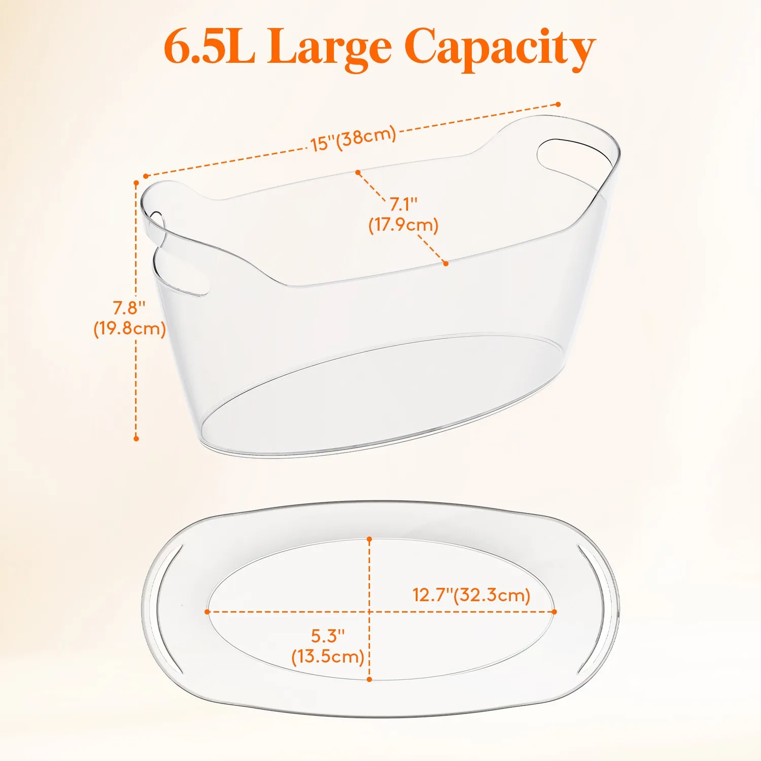 Lifewit Eiskübel 6,5L transparent mit Griffen Party