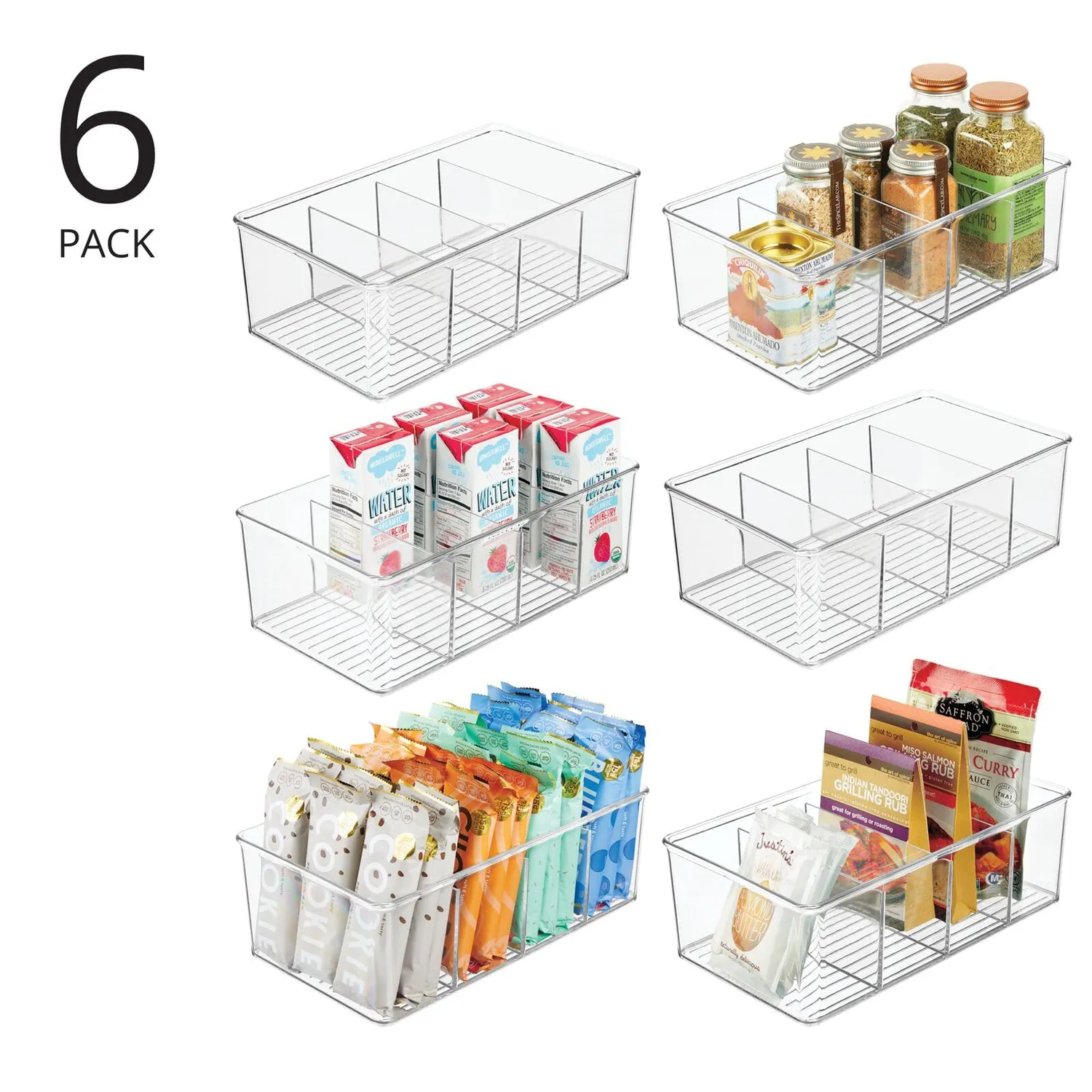 mDesign 11454MDKEU Aufbewahrungsbox 6er-Set transparent 4 Fächer