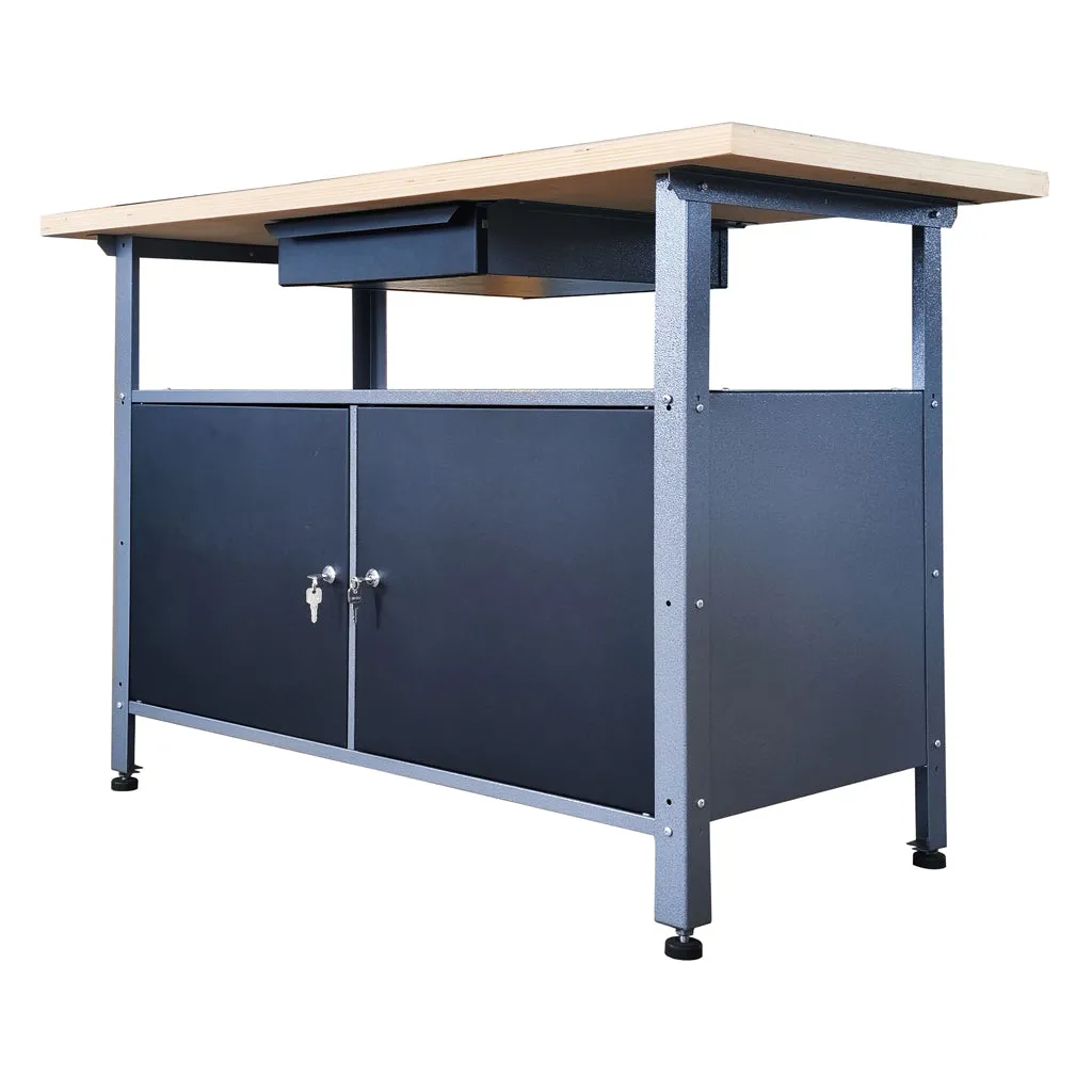 Kreher XL Werkbank Metall 120x60cm schwarz abschließbar