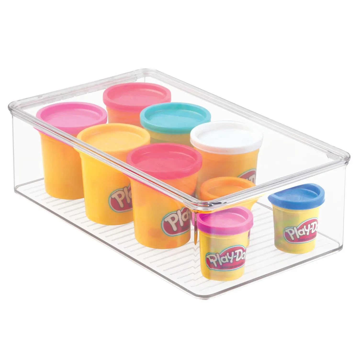 mDesign Spielzeugbox transparent 4er-Set mit Deckel Kunststoff