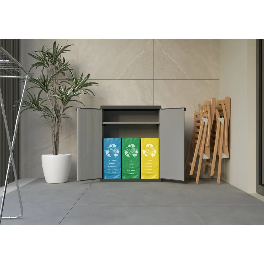 Kreher Armadio Kunststoffschrank mit 3 Recycling-Taschen Mülltrennung