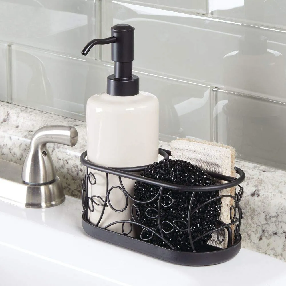 M Design Seifenspender mit Schwammhalter creme-schwarz nachfüllbar