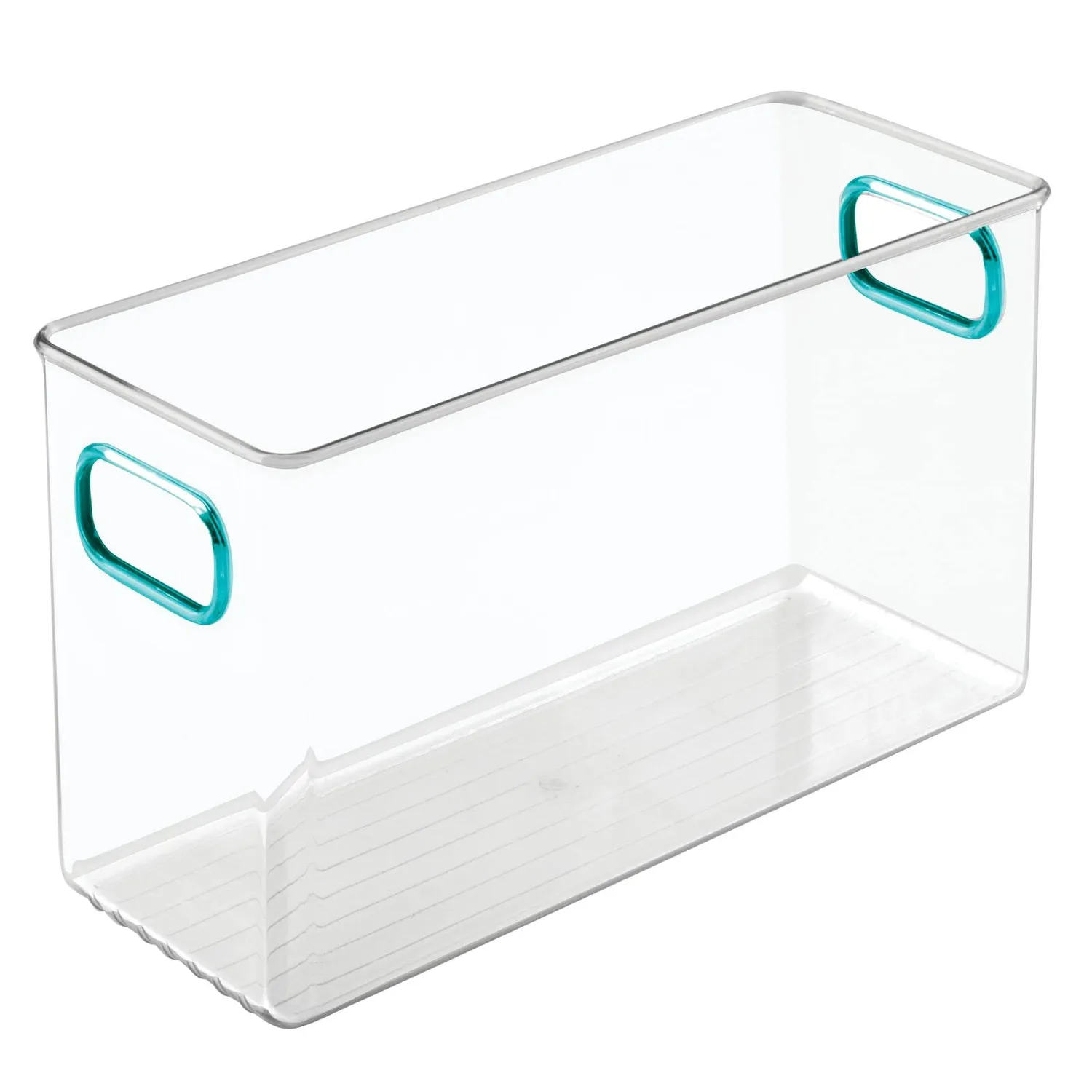 mDesign Kühlschrank Box Klar-Blau Vorratsbehälter 2er-Set Griff