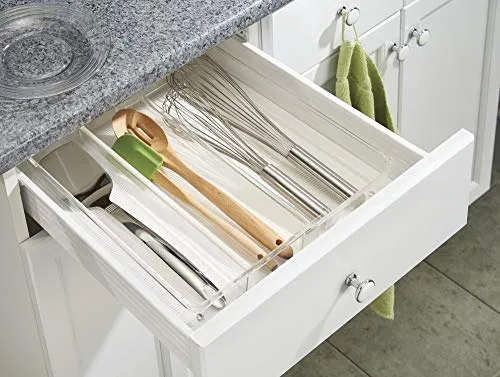 mDesign Besteckkasten ausziehbar transparent 3 Fächer