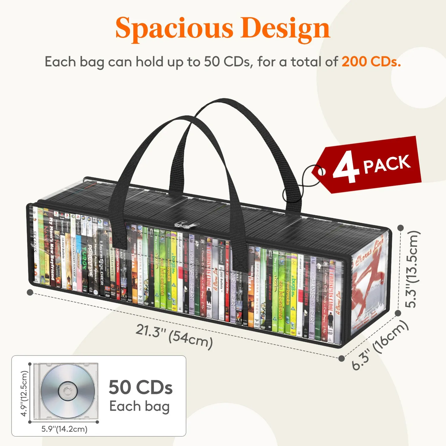 Lifewit CD Aufbewahrungstasche 4er Pack transparent