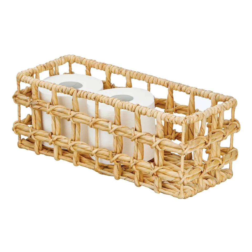 mDesign WC Korb Hyazinthe 38,1 cm für 3 Rollen natur