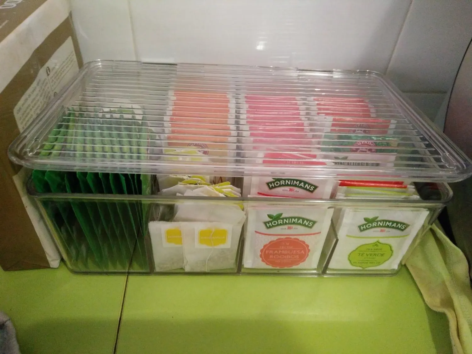 mDesign Küchen Organizer Teebox 8 Fächer transparent