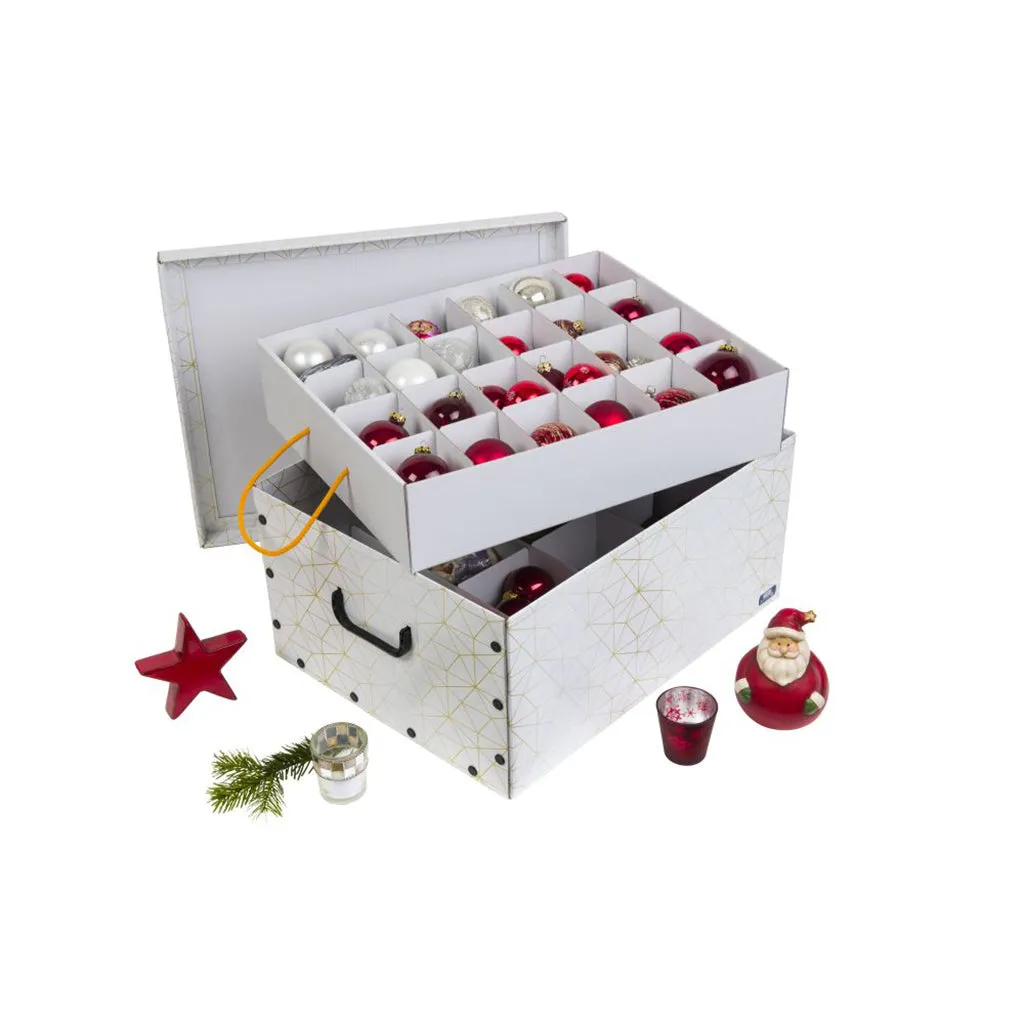 Kreher Karton Christbaumkugeln Retro Weiß Gold 3er Set