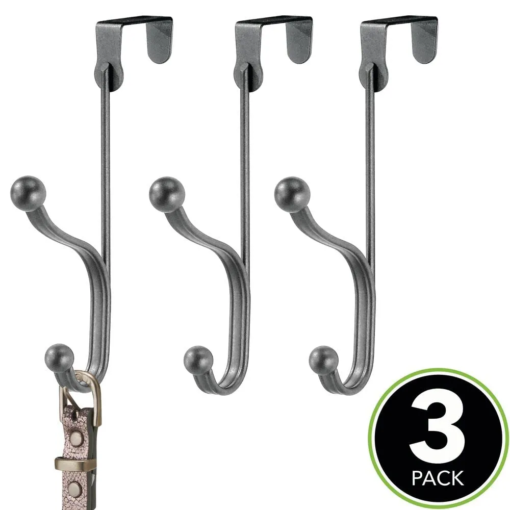 mDesign 3er-Set Türgarderobe Türhaken grau Metall