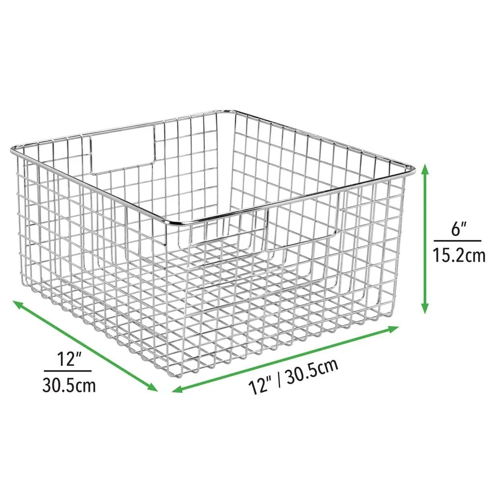 mDesign Drahtkorb Chrom 2er-Set 30,5 cm mit Griffen Metall