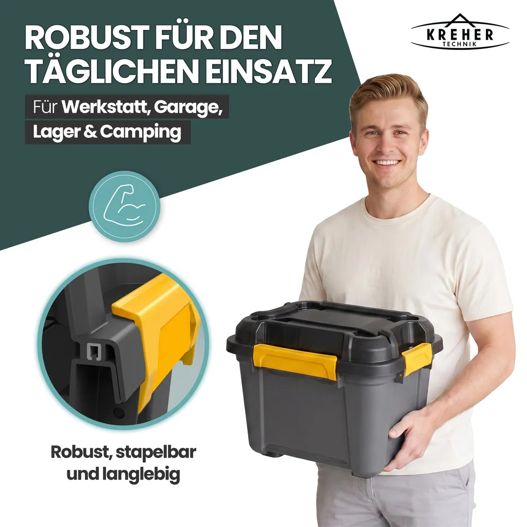 Kreher Bunker Aufbewahrungsbox 18L IP67 mit Deckel schwarz
