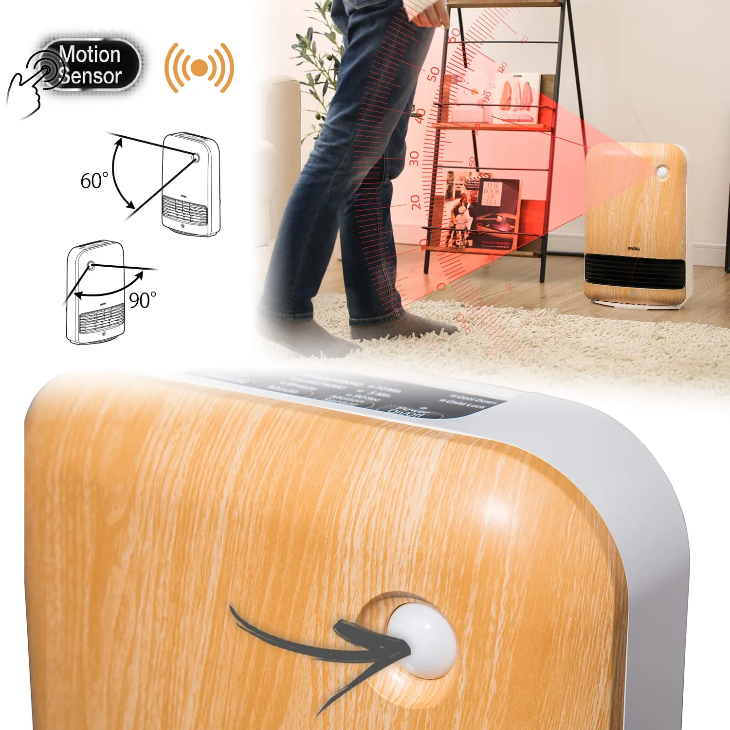 Iris Ohyama JCH-15TD4 Heizlüfter Keramik Helles Holz
