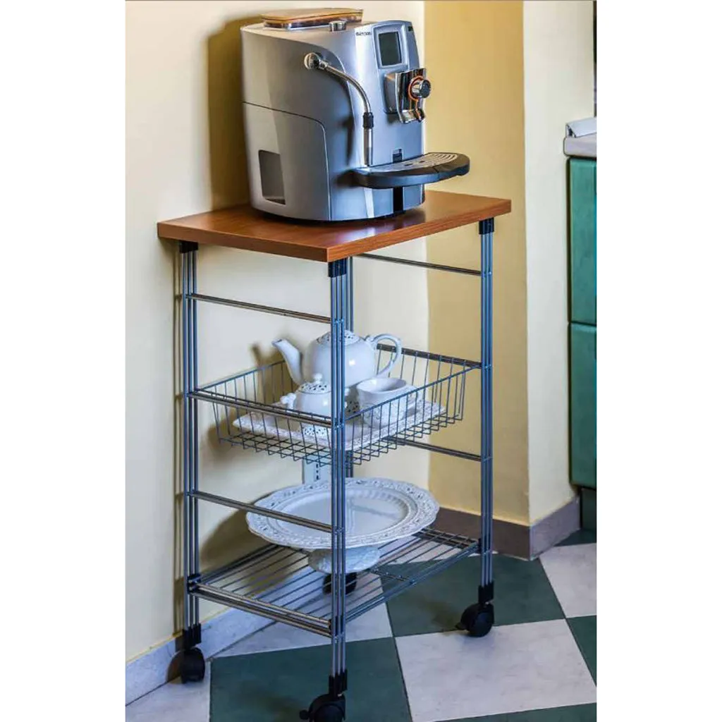 Kreher Küchenwagen Holzplatte Rollen Kirschholz 52cm