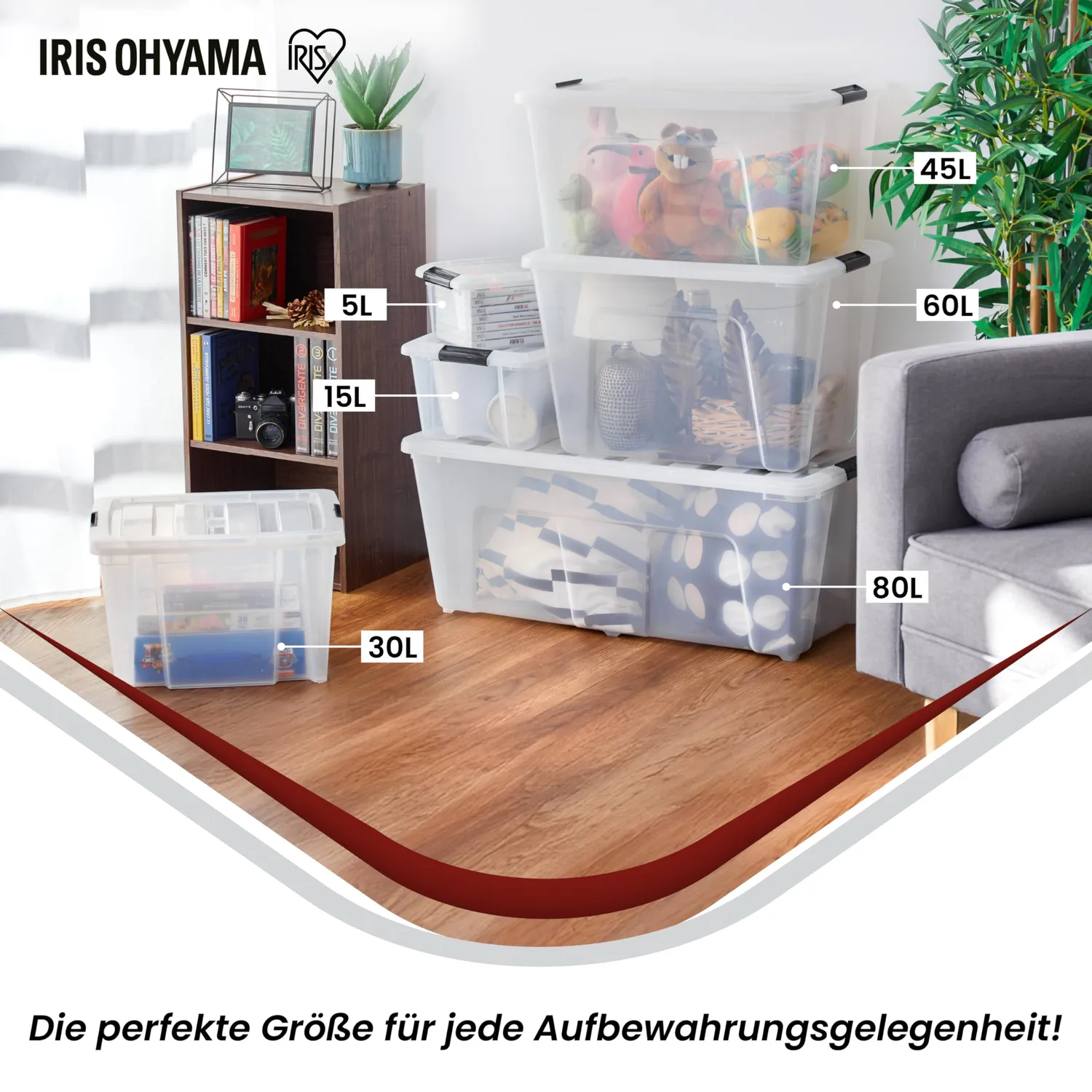 Iris Ohyama NTB-45 Aufbewahrungsbox 45L 6er-Set transparent