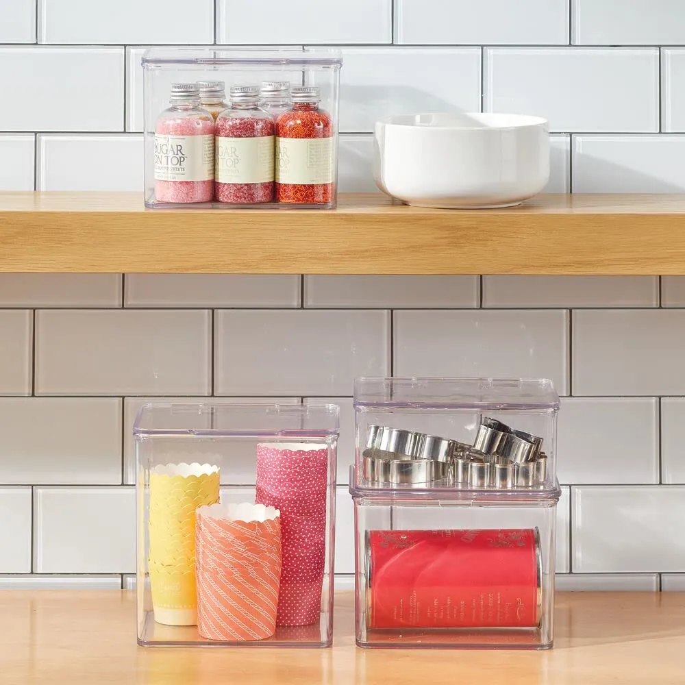 mDesign 2er-Set Küchen Organizer Box transparent Deckel