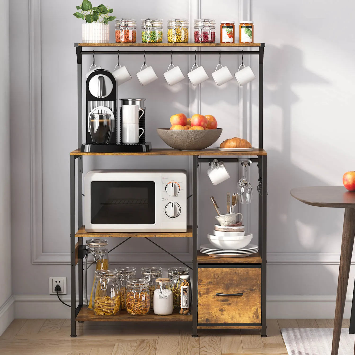 Lifewit Baker's Rack Küchenregal mit Steckdose und Haken