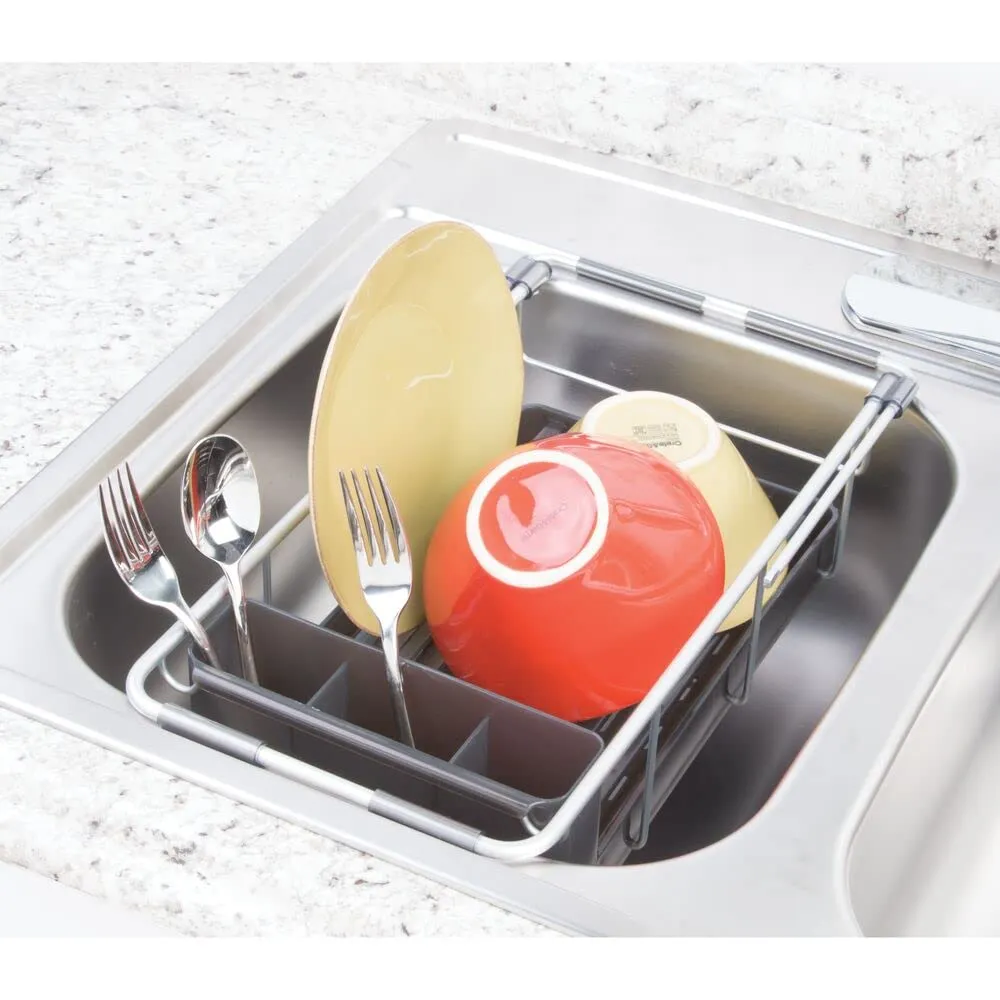 mDesign Abtropfgestell Aluminium smoke-silber Besteckkasten