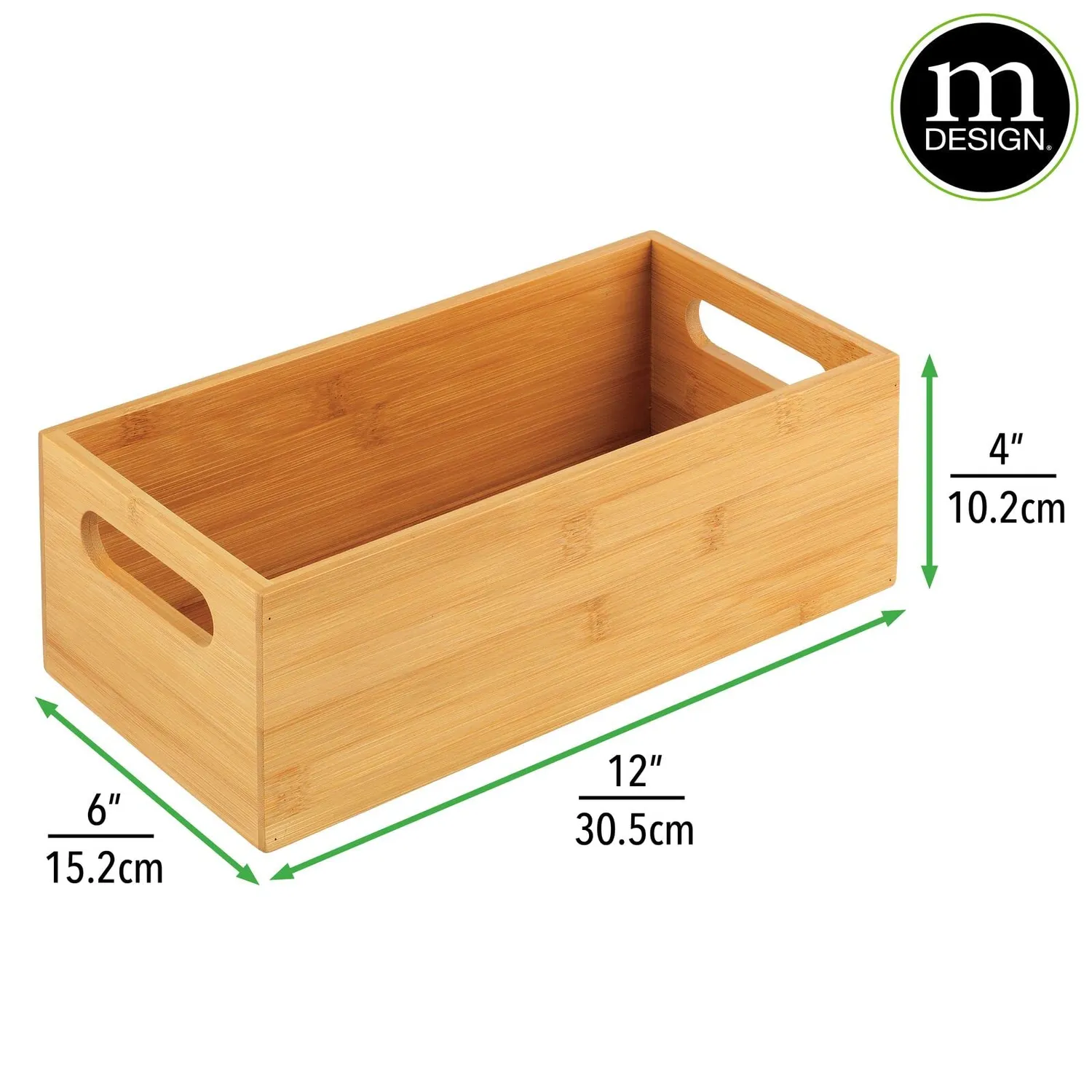 mDesign Bambus Aufbewahrungsbox 4er-Set naturfarben mit Griff
