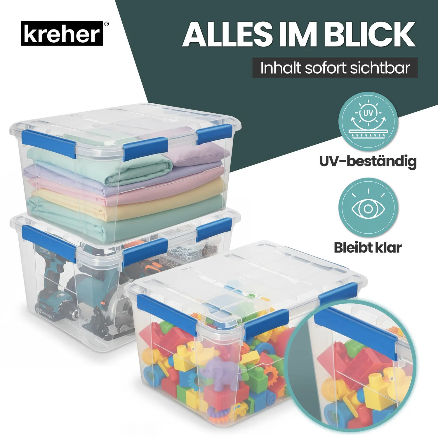 Kreher Box IP67 Aufbewahrungsbox 75 Liter 1er Set wasserdicht