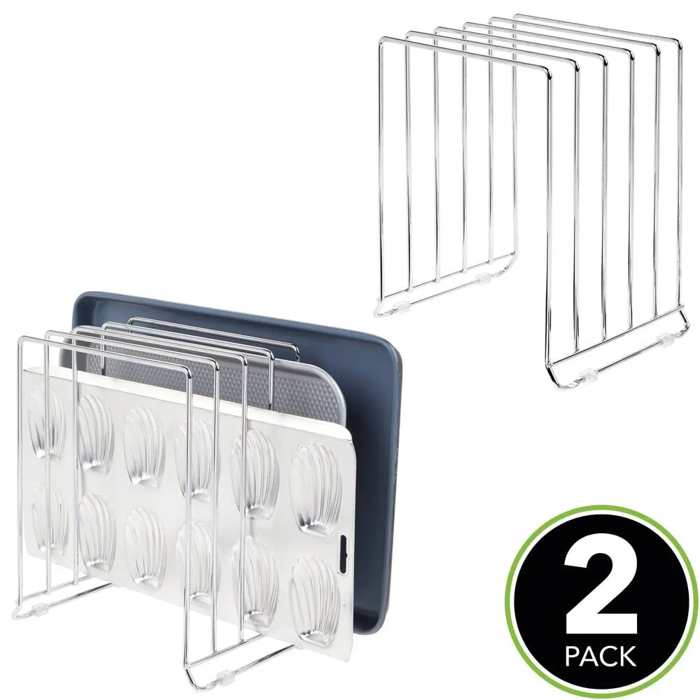 mDesign Deckelhalter Metall 2er-Set silberfarben fünffach